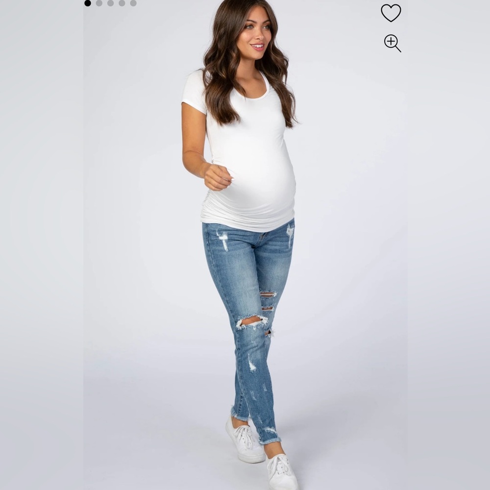 Pinkblush Blue Distressed Maternity Jeans